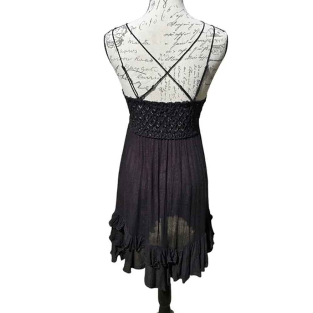 Free People -1211 Women's One Adella Slip Lace Dress in‎ Black Size Small - Picture 6 of 13